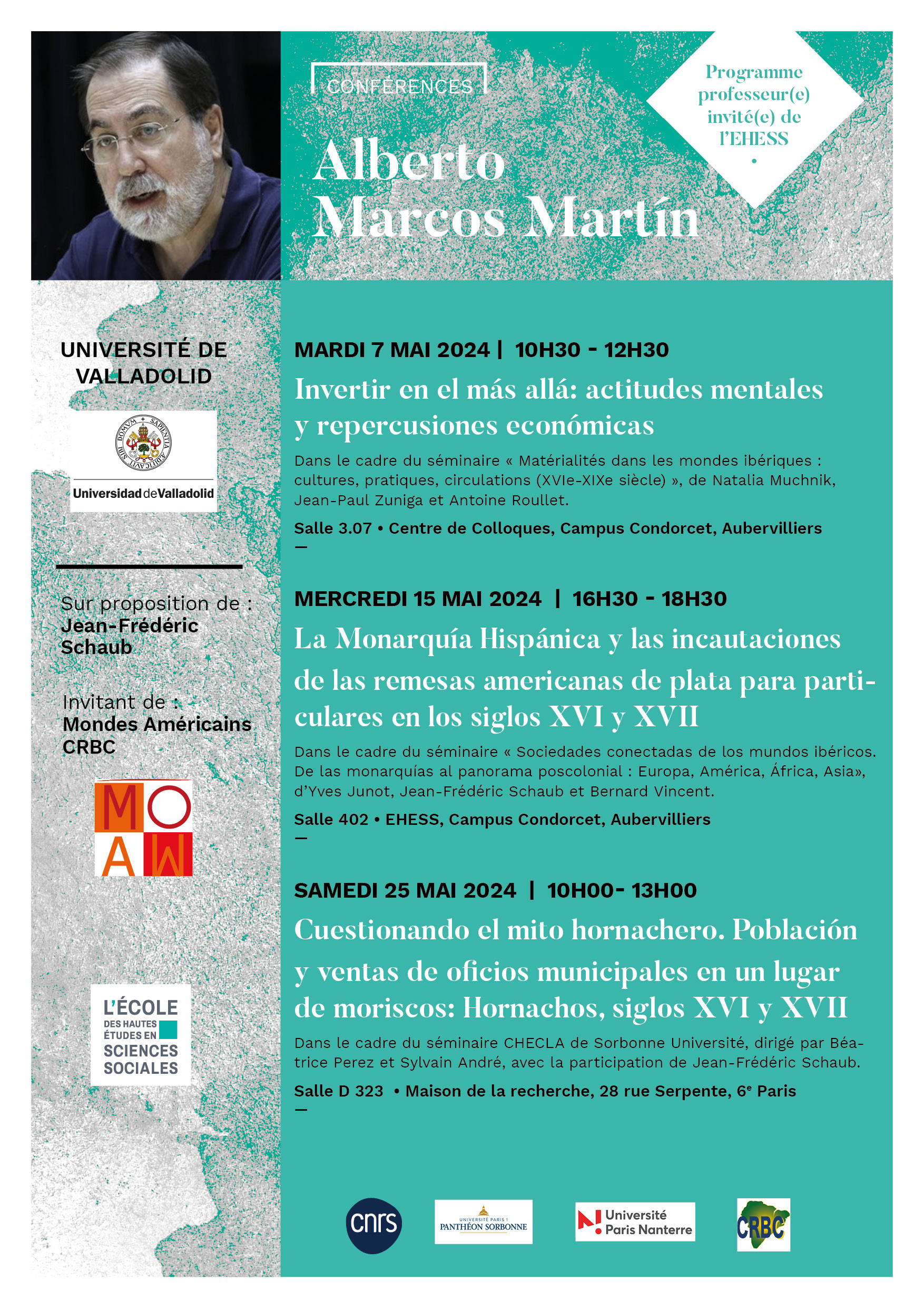 Conférences de Alberto Marcos Martín, professeur à l'université de Valladolid, Espagne